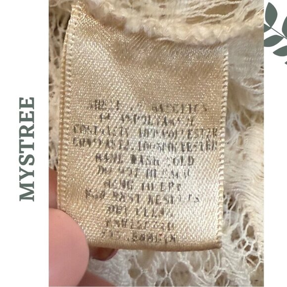 🛍️3/$40 Mystree Cream Lace Tunic Tank | Soft Feminine Boho | Sleeveless Medium - Picture 8 of 8